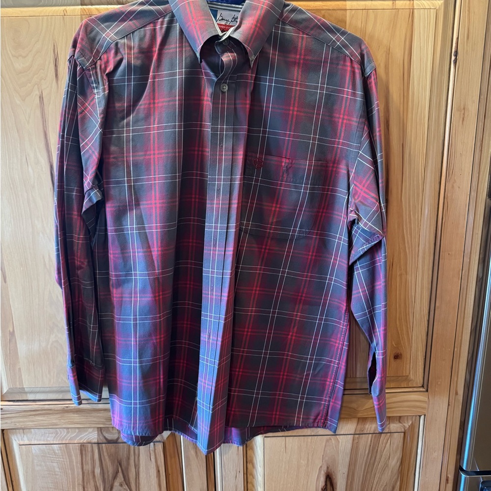 Classic Red and Gray Plaid Men's Shirt